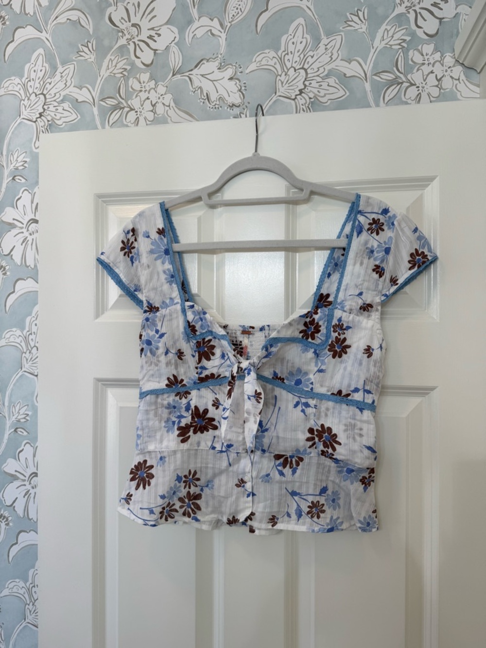 Free People Call Me Baby Cap Sleeve Button-Up Shirt